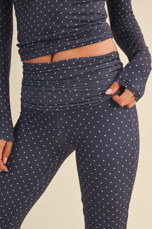 Polka Dot Foldover Flare Pants