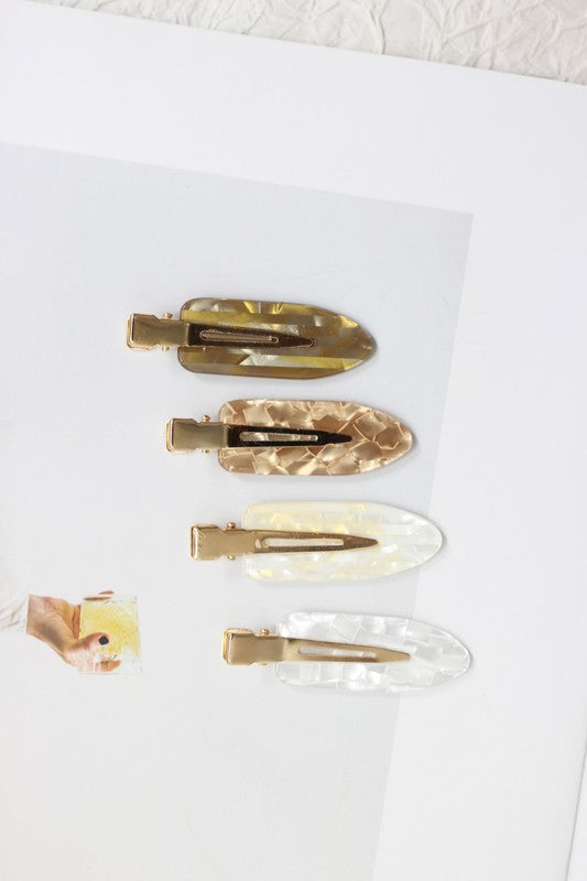 Marble Resin Hair Clip Set