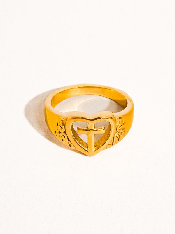 Cross In Heart Ring