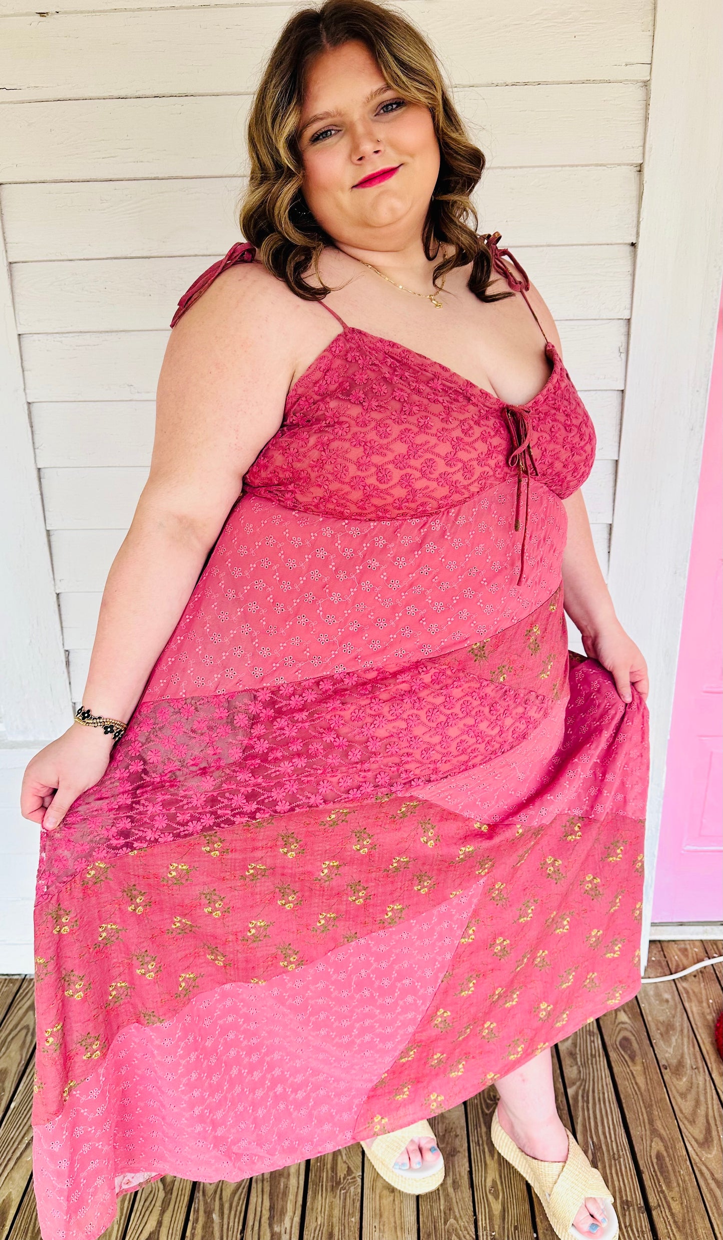 PLUS-Patchwork Maxi Dress