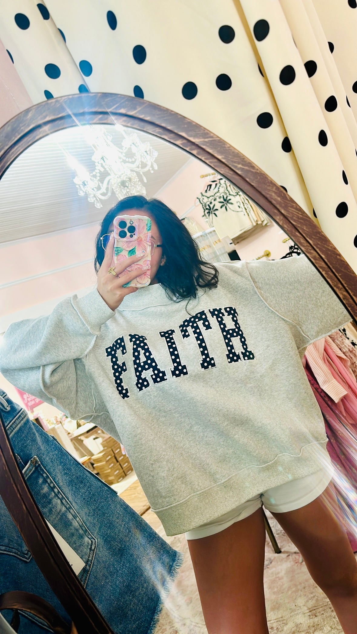 Polka Dot “Faith” Mock Neck