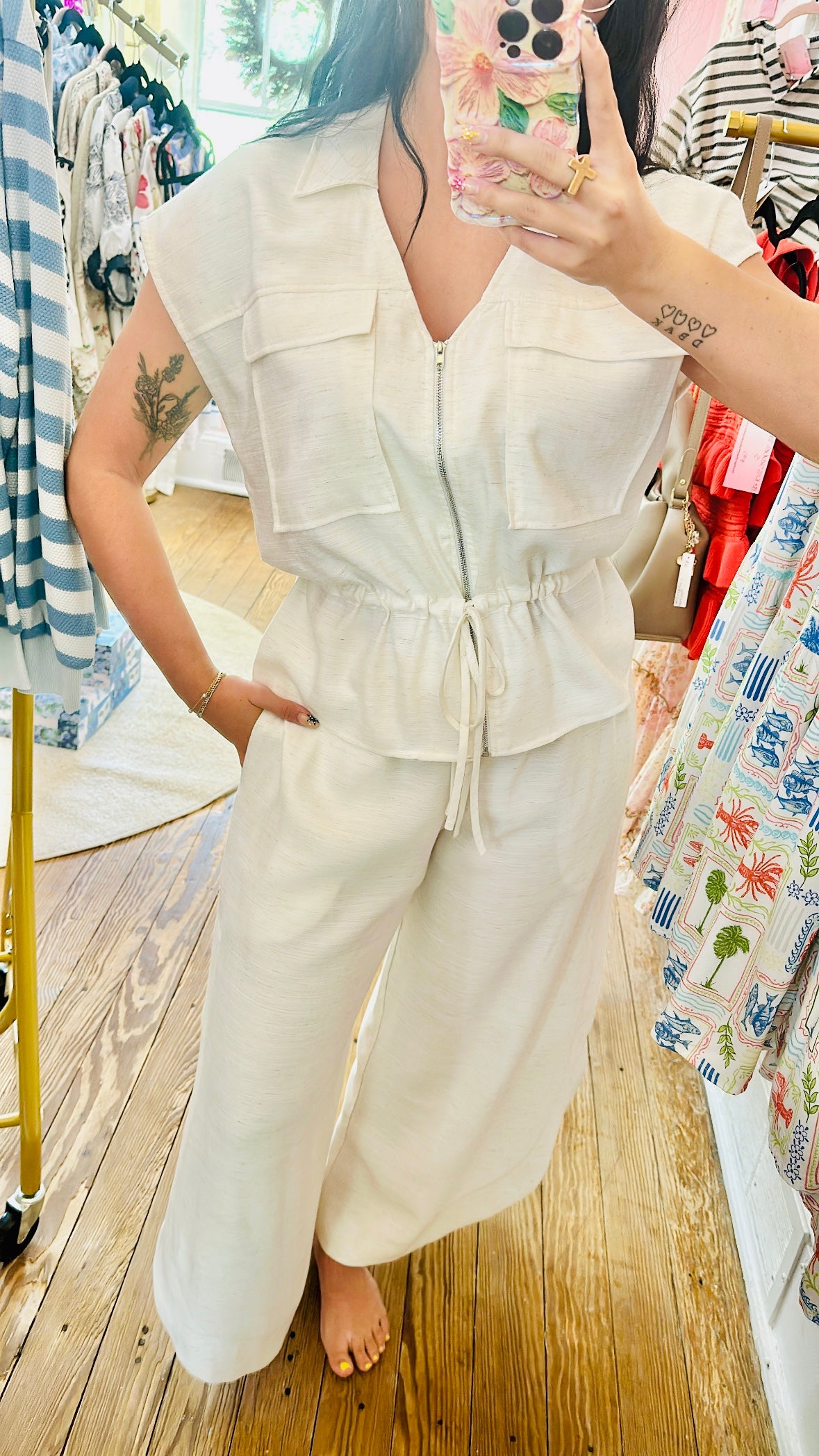 Utility Linen Zip Up Vest
