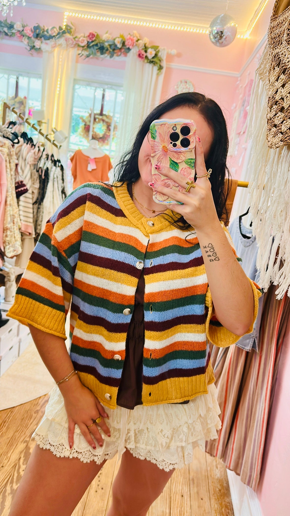 Quiet Weekend Multi Stripe Sweater Cardigan