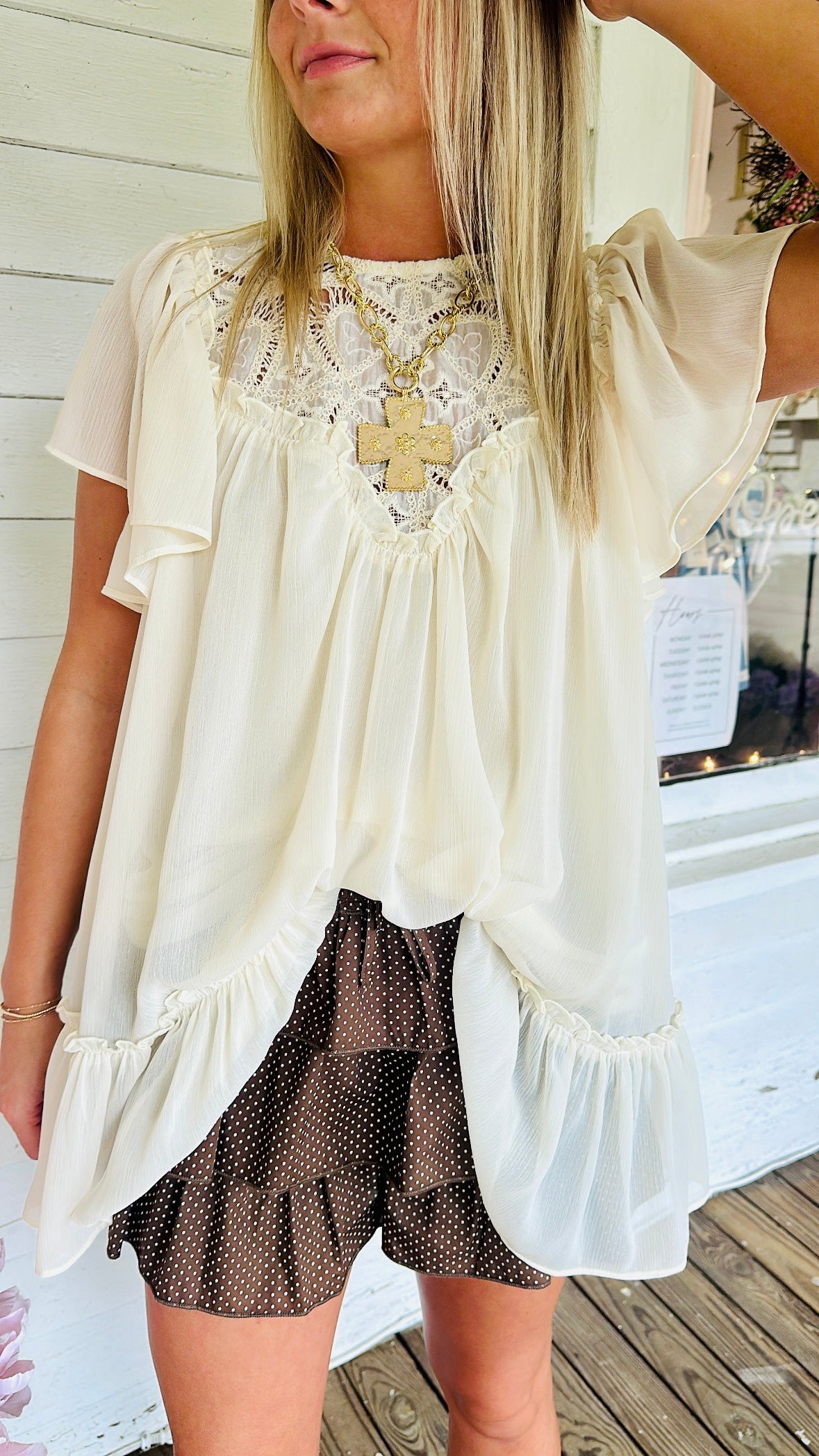 Smocked Waist Dotted Ruffle Skort