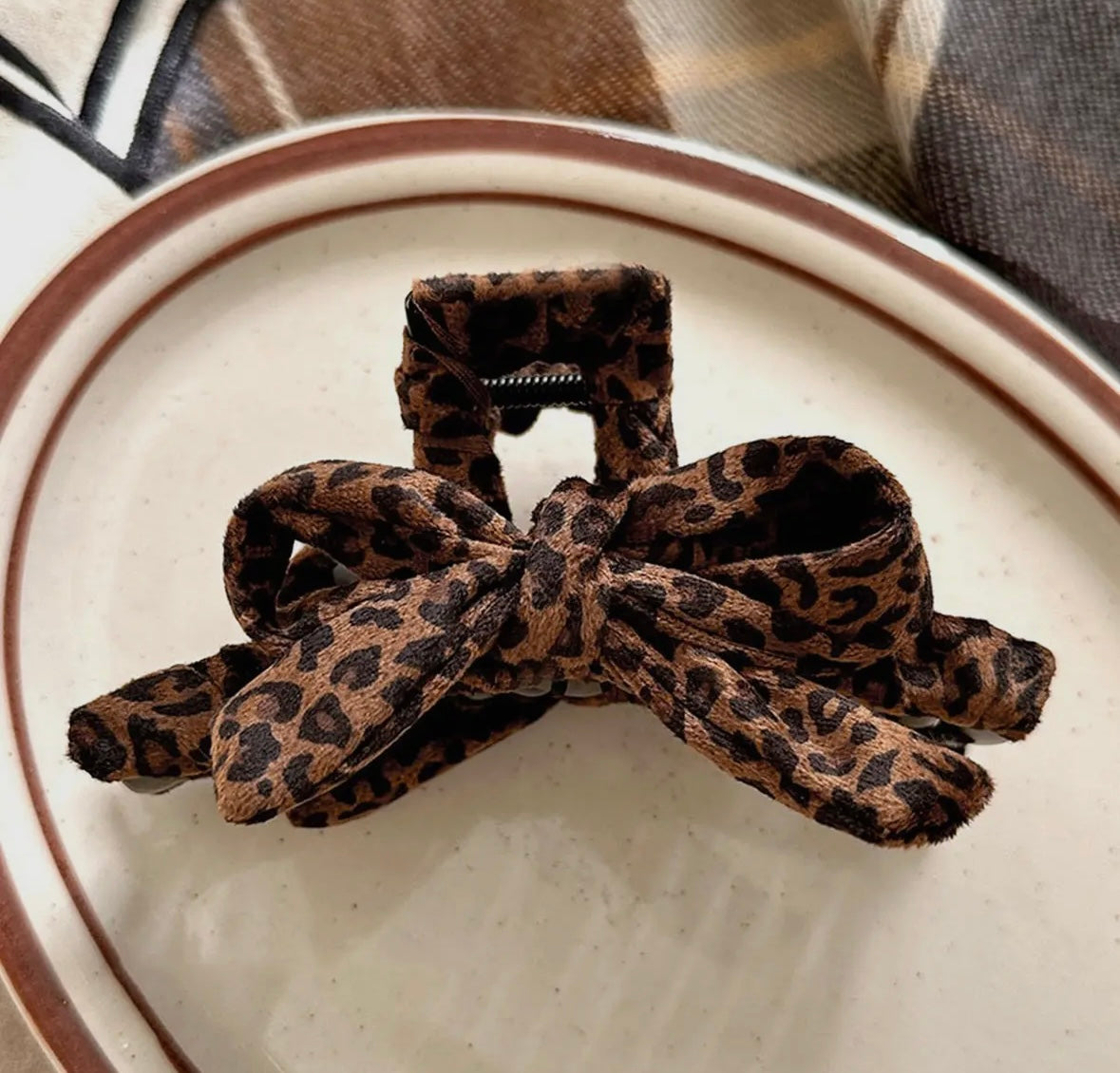 Leopard Bow Hair Claw Clip