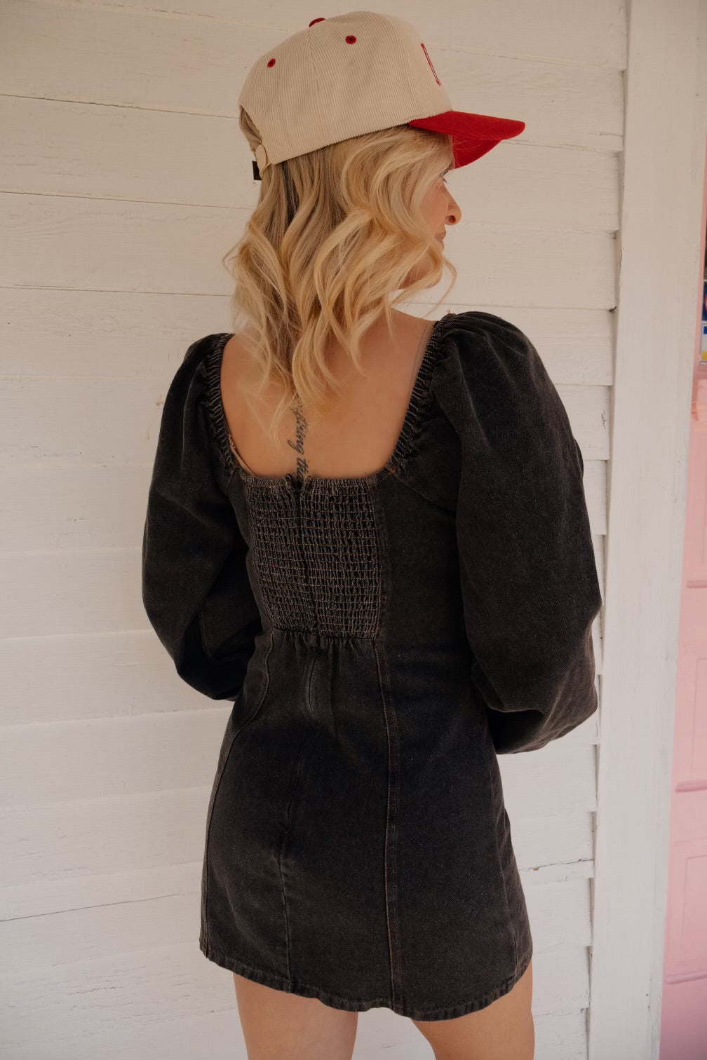 Washed Black Denim Dress