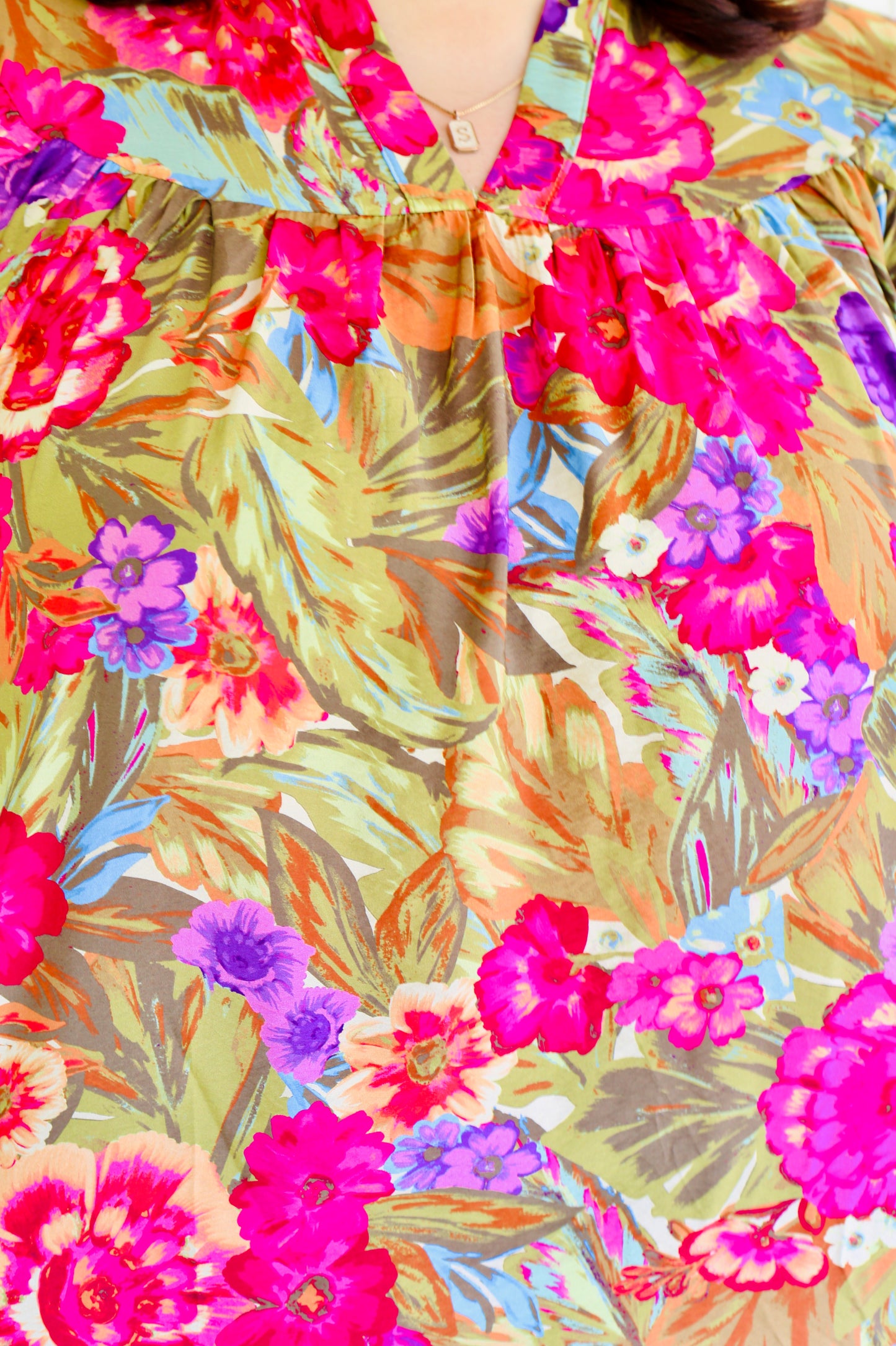 PLUS- Floral Printed Blouse