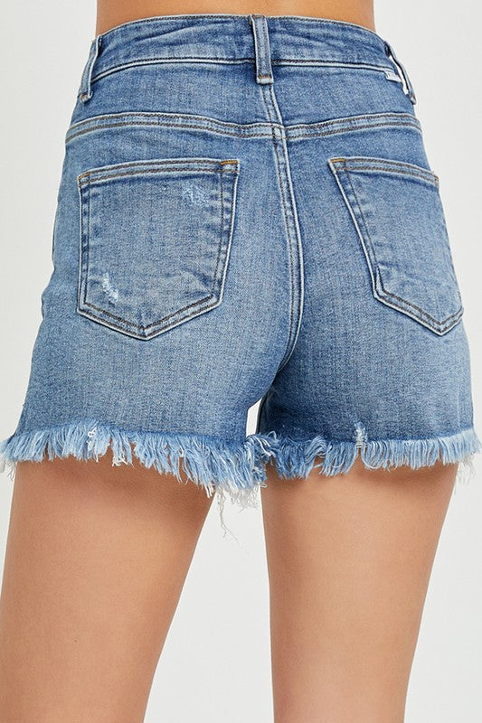 Shredded Side Slit Shorts