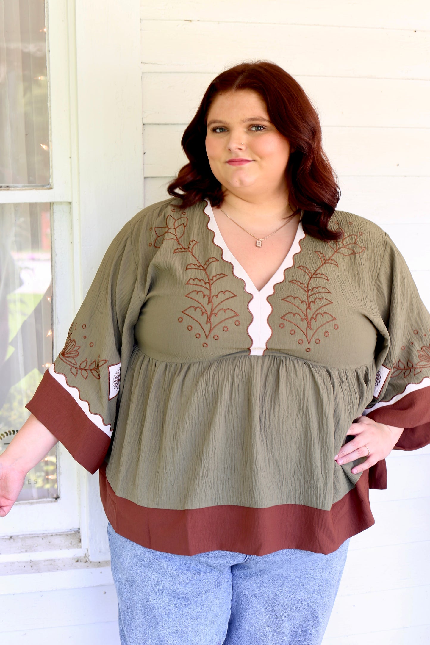 PLUS- Green Grace Blouse