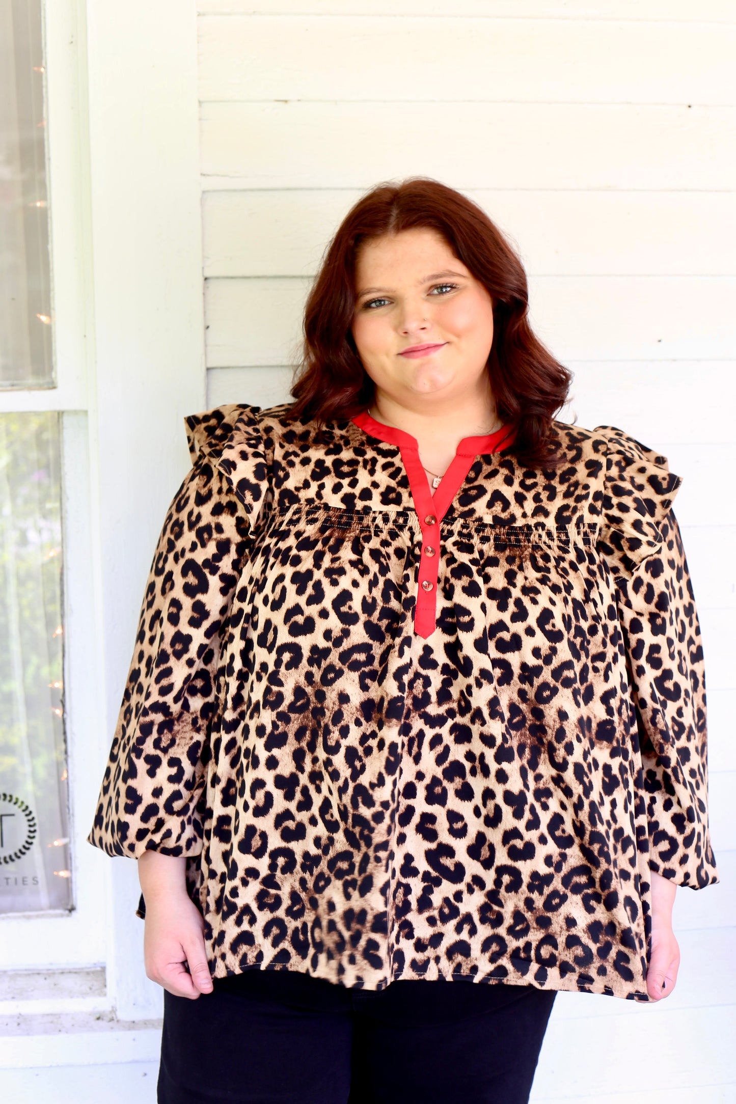 PLUS- Leopard Printed Blouse