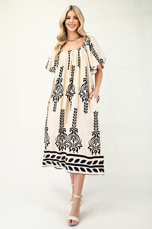 Printed Midi Dress