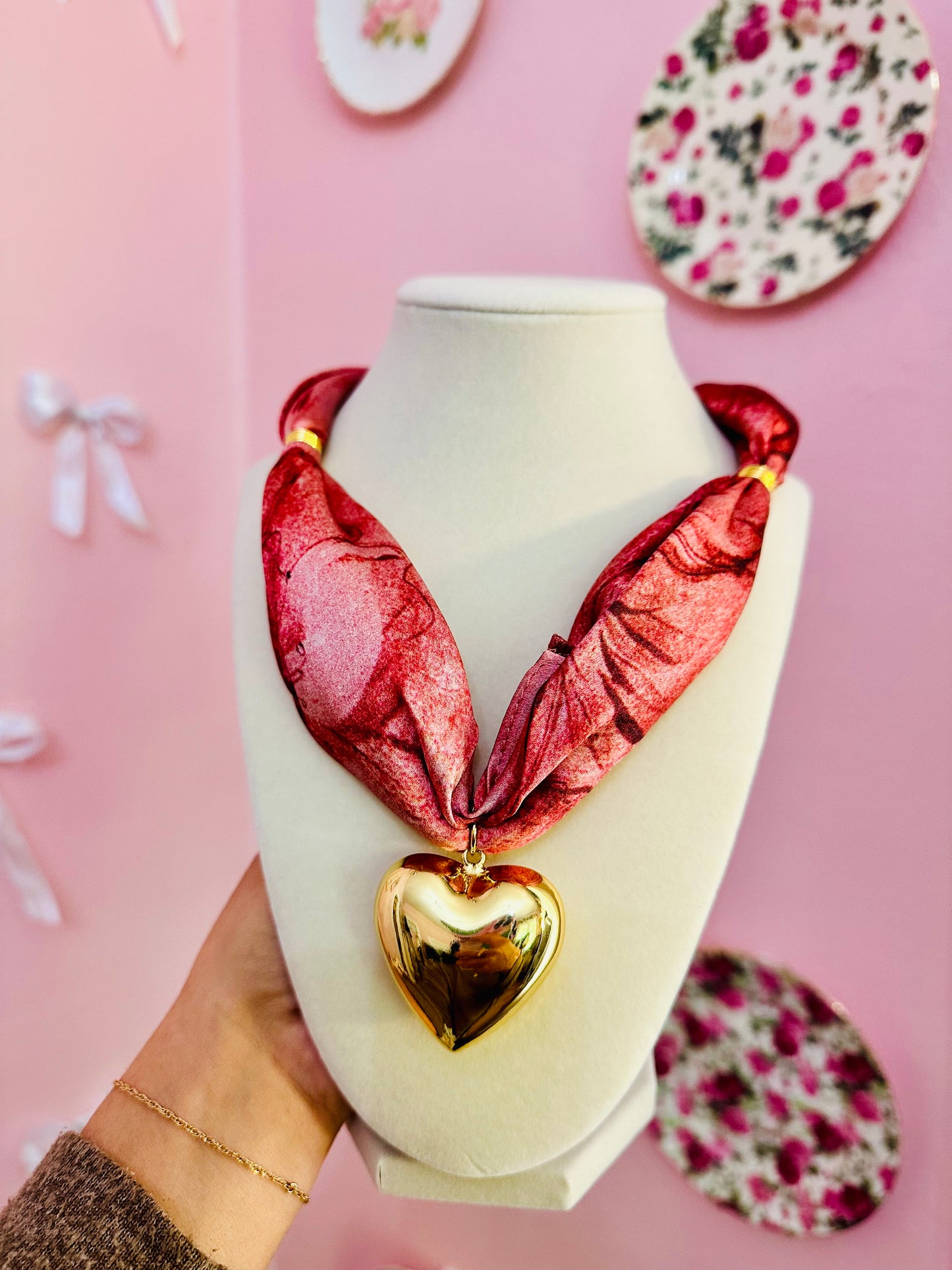 Carolina Red Scarf Necklace