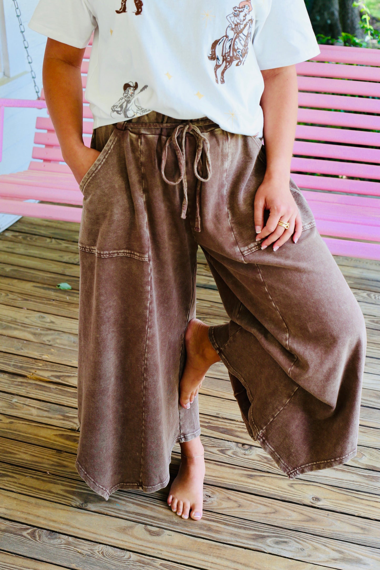 Cropped Brown Lounge Pants