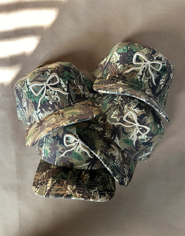 Camo Cream Bow Trucker Hat