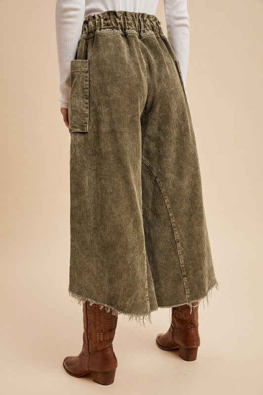 Olive Mineral Wash Corduroy Pants