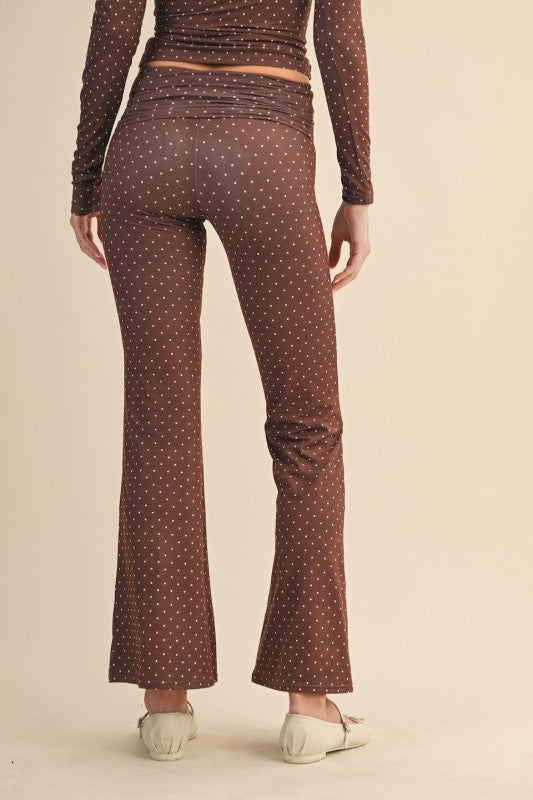 Polka Dot Foldover Flare Pants