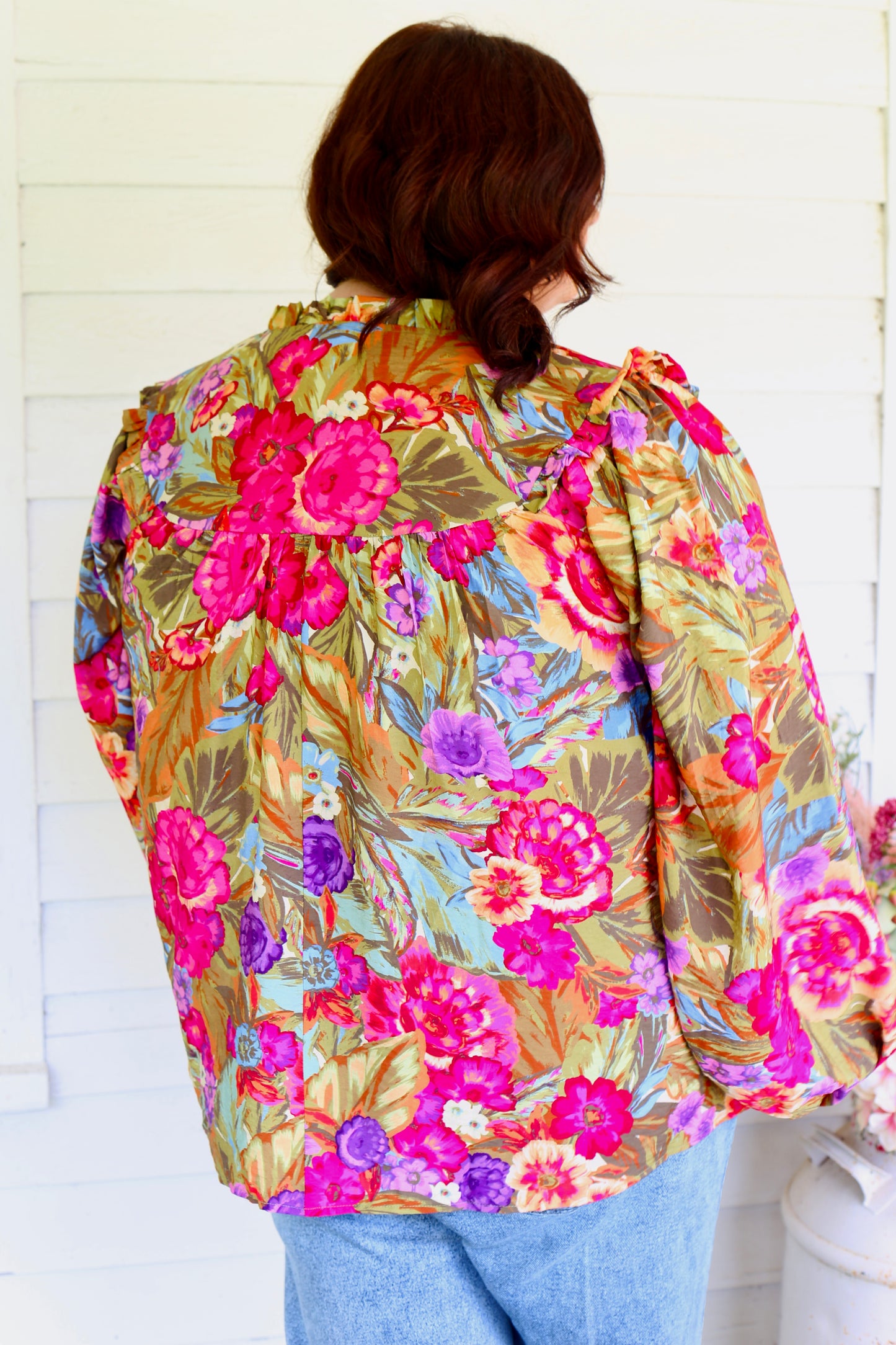PLUS- Floral Printed Blouse