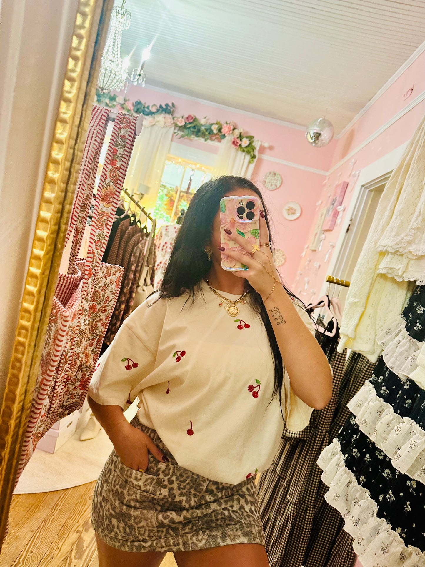 Embroidered Cherry T-Shirt
