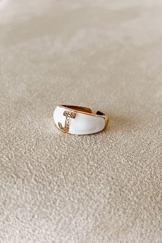 White Initial Ring