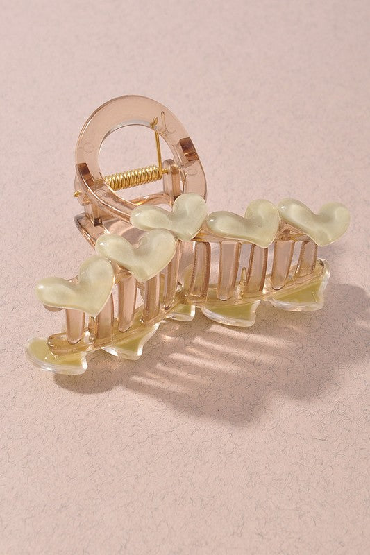 Olive Heart Shaped Claw Clip