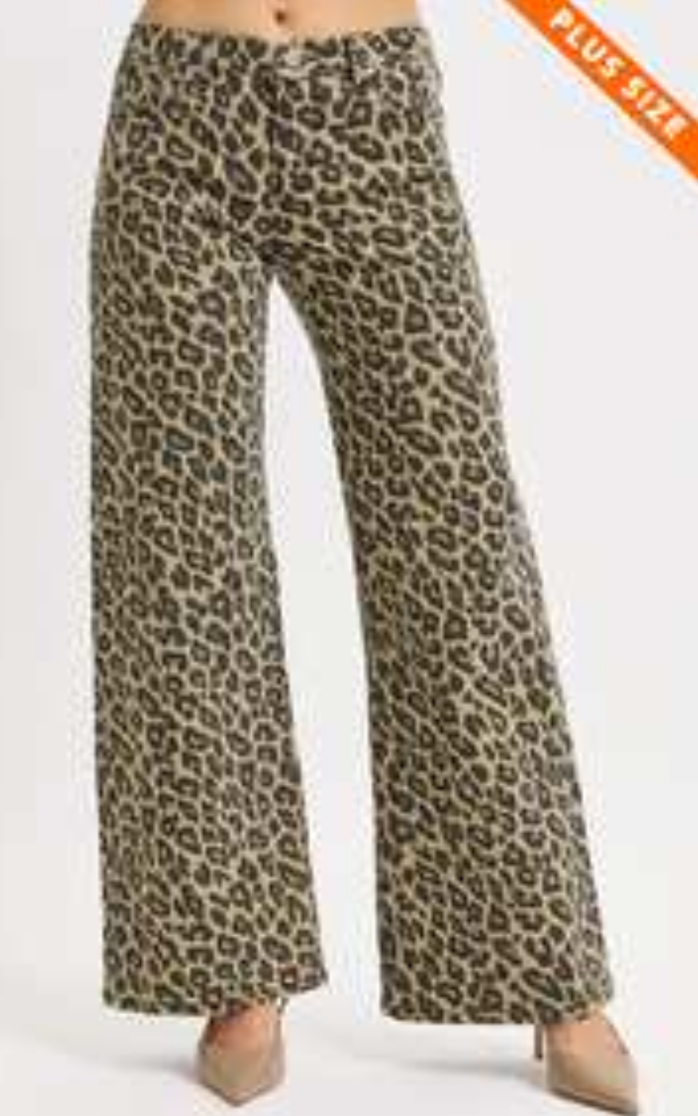 PLUS- Mid Rise Leopard Pants