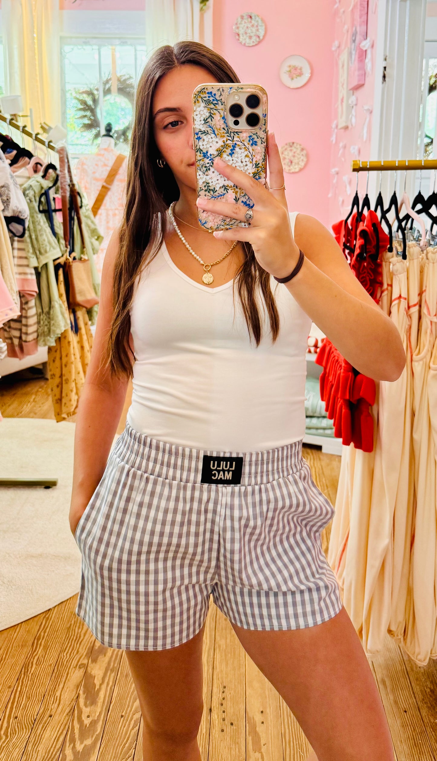 Lulu Mac Grey Gingham Boxer Shorts
