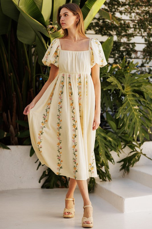 Floral Vine Midi Dress