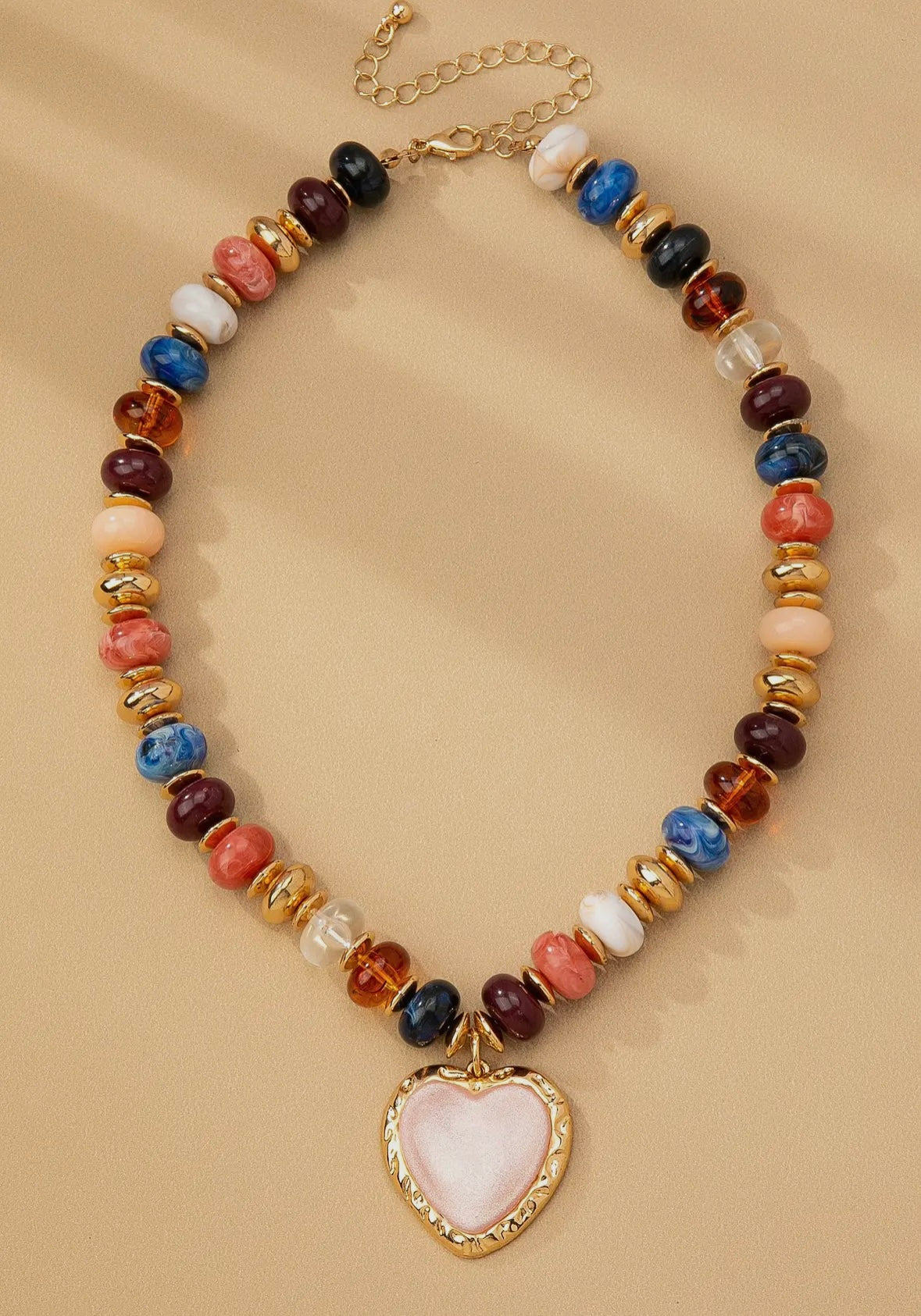 Multi Bead Heart Necklace