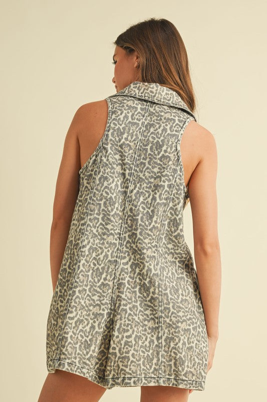 Oversized Leopard Print Romper