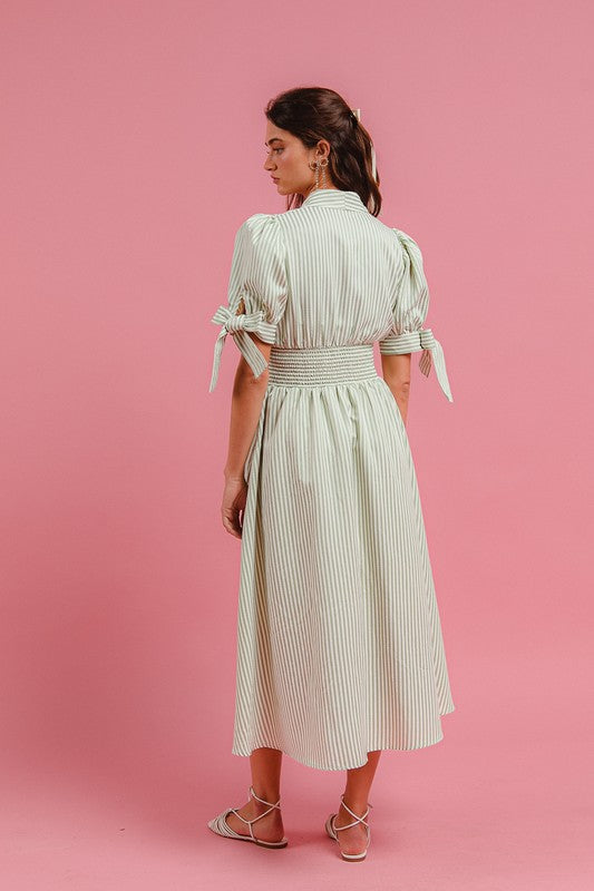 Sage & Cream Zip-Up Dress