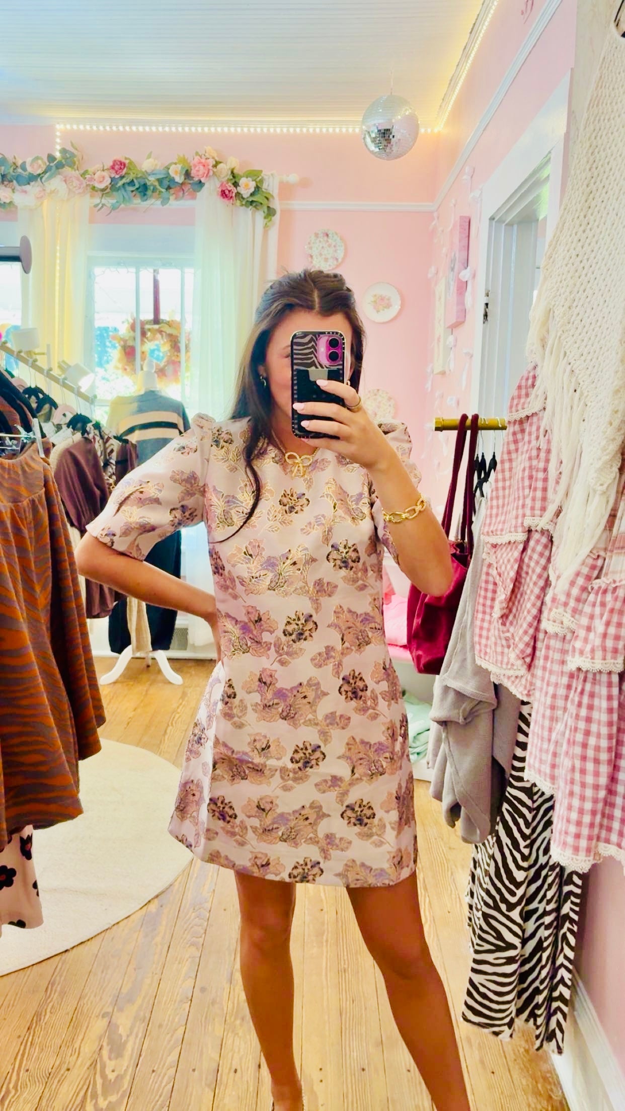 Mary Square Multi Brocade Mini Dress
