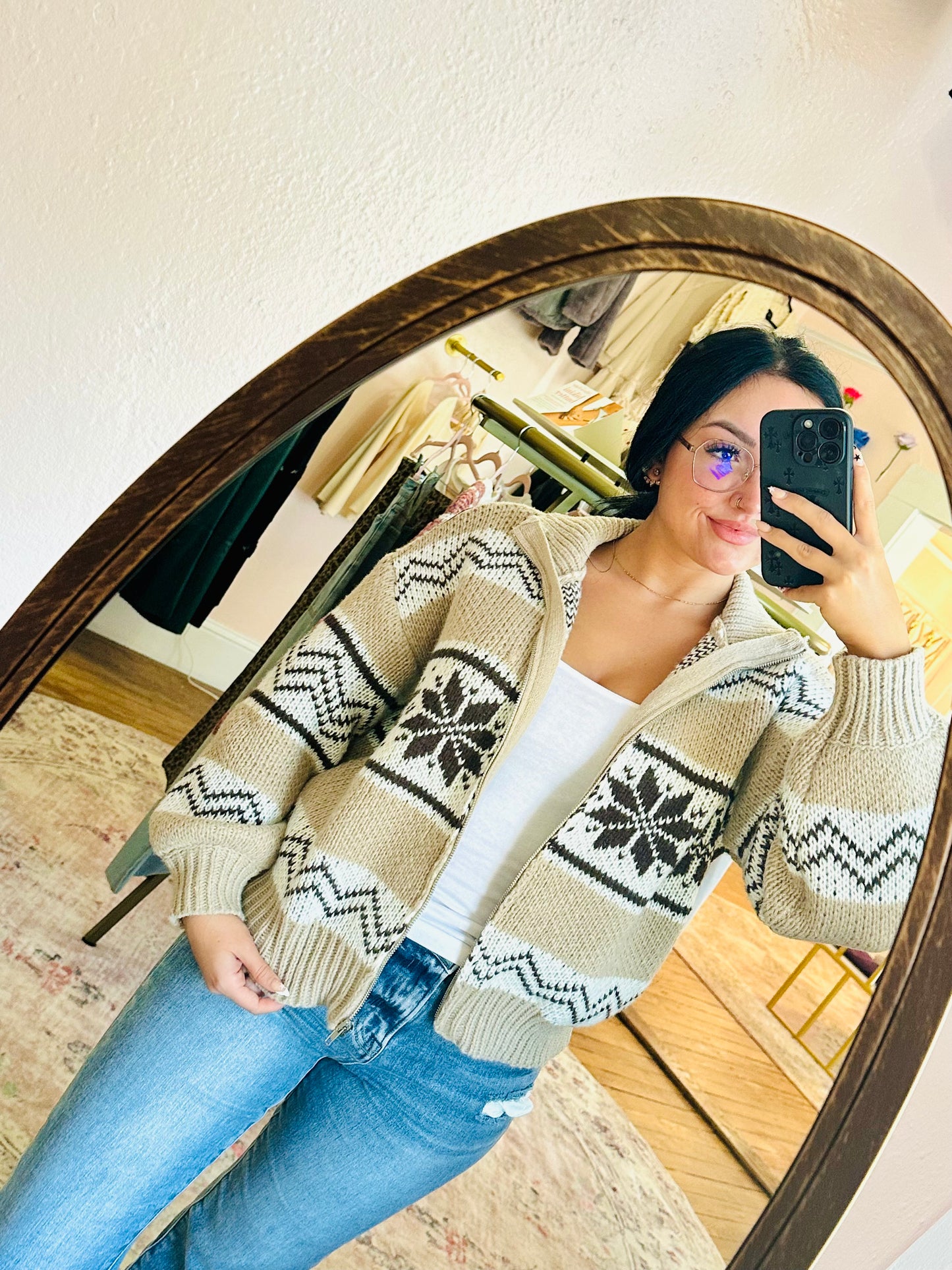 Baby Doll Zip Up Sweater