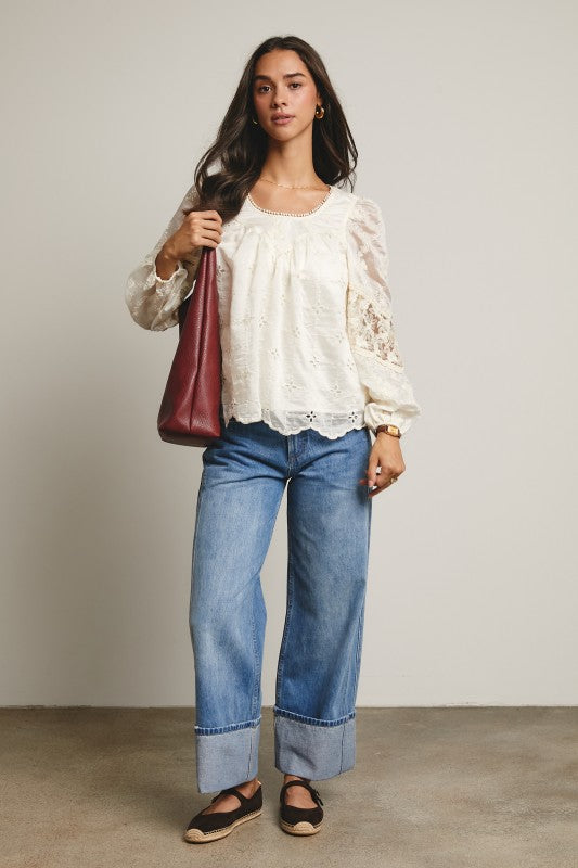 Lace Puff Sleeve Blouse