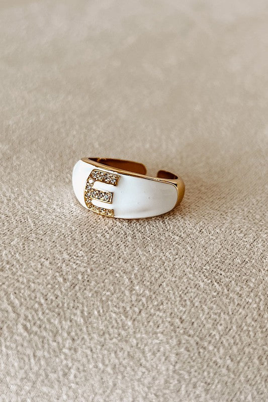 White Initial Ring