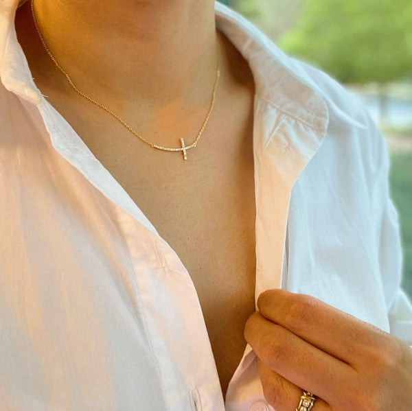 Shiny Side Cross- Necklace