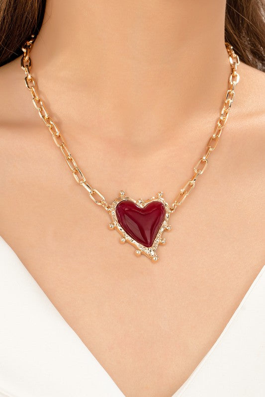 Chunky Red Heart Necklace