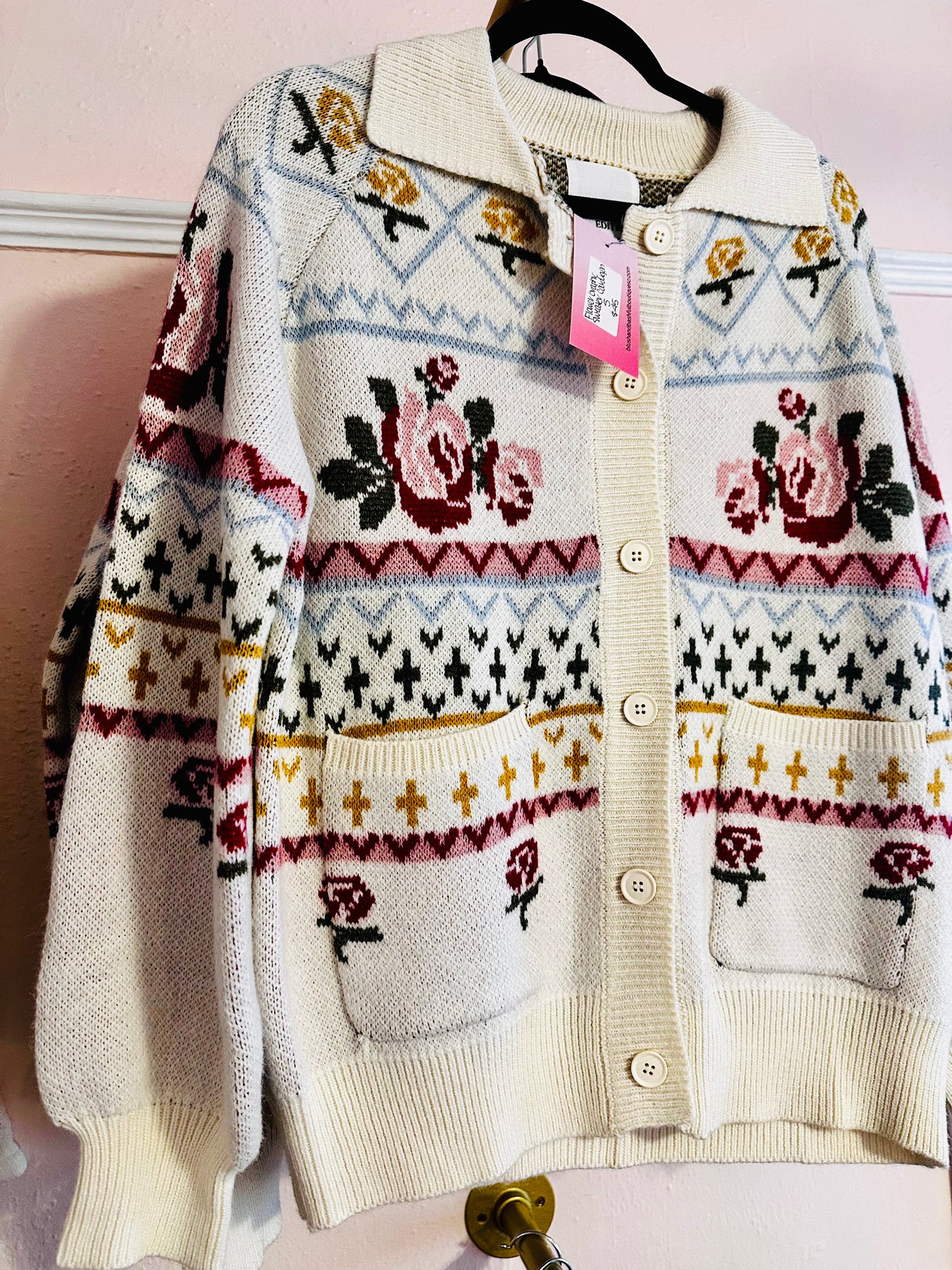 Flower Graphic Sweater Cardigan