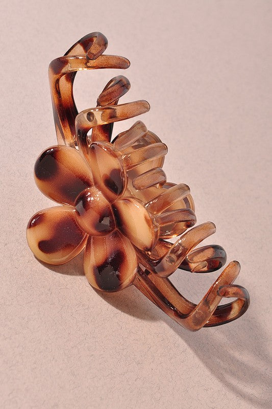 Tortoise Shell Flower Claw Clip