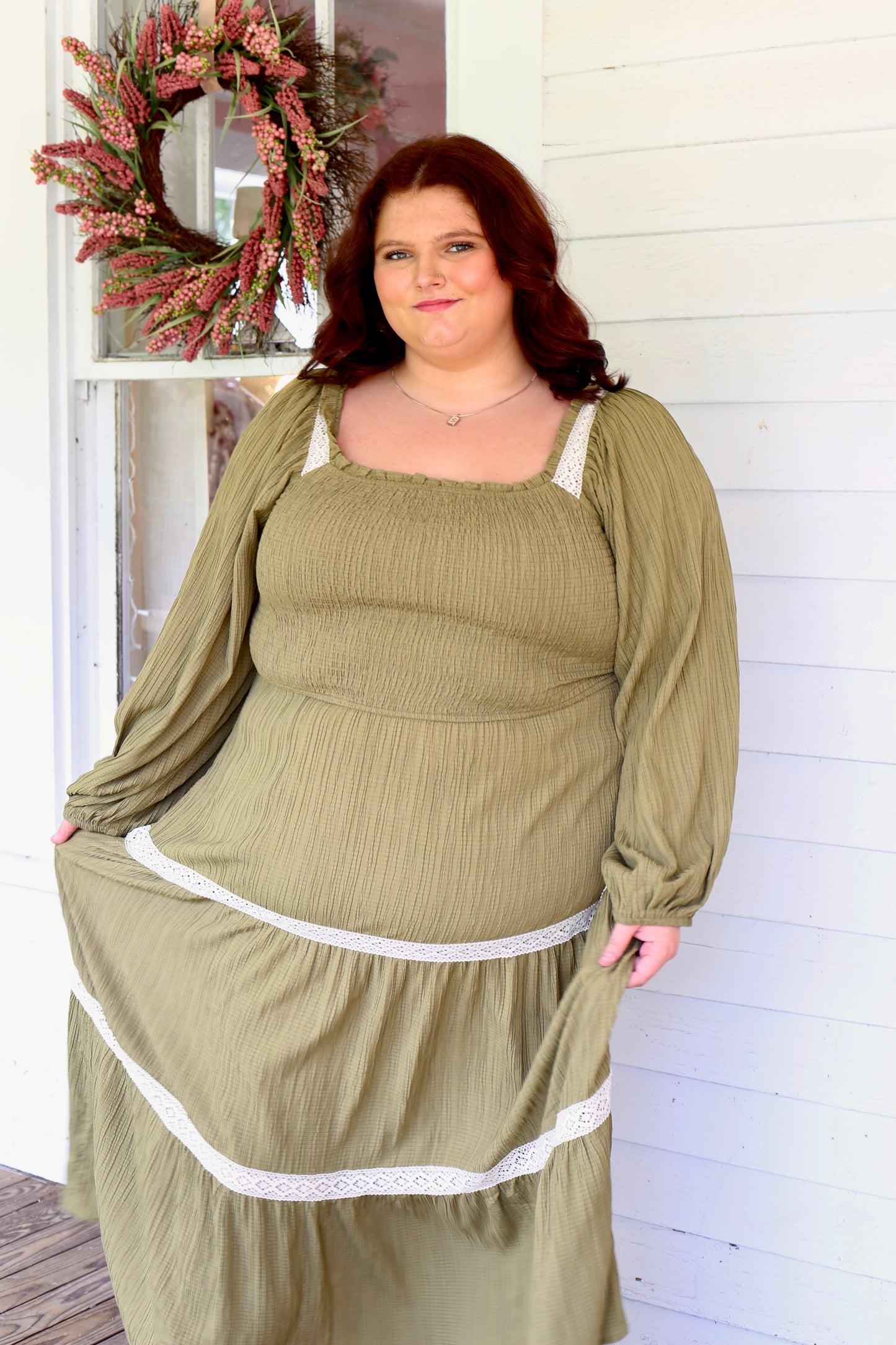 PLUS- Melanie Smocked Dress