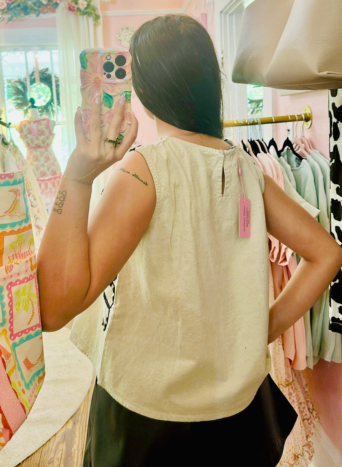 Simply Southern-Swaying Palms Linen Top