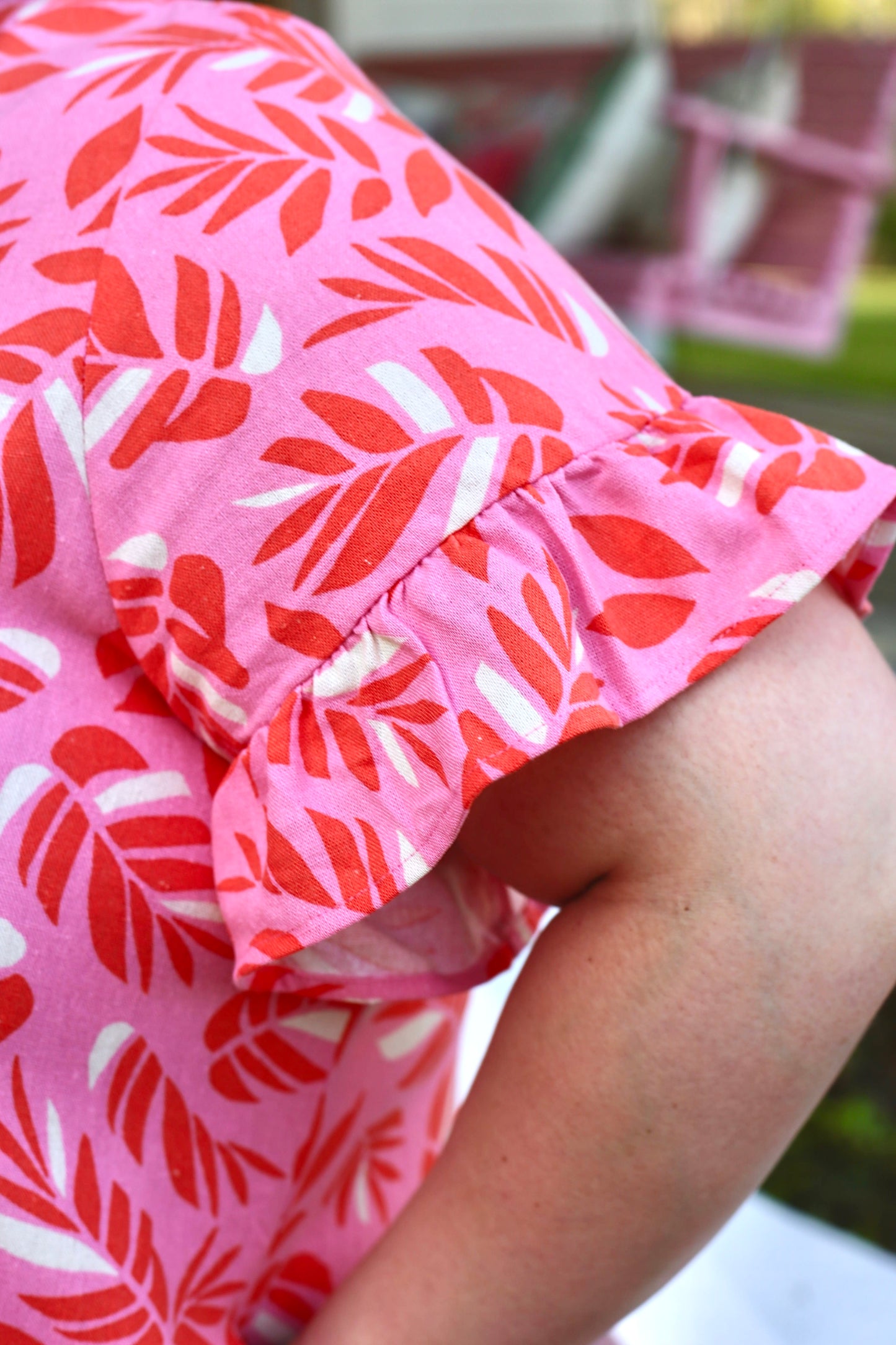 PLUS-Coral Pink Button Down Dress