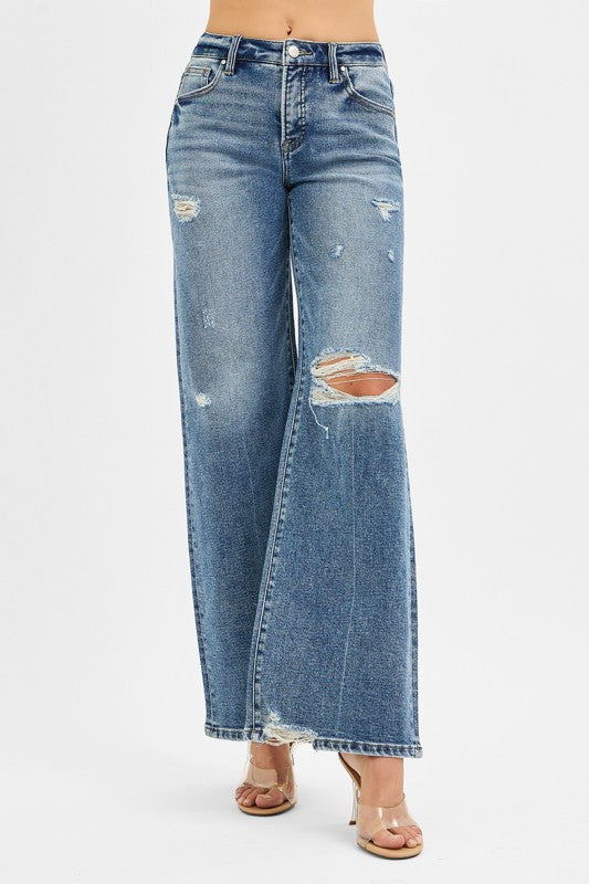 RISEN-Medium Wash Mid Rise Jeans