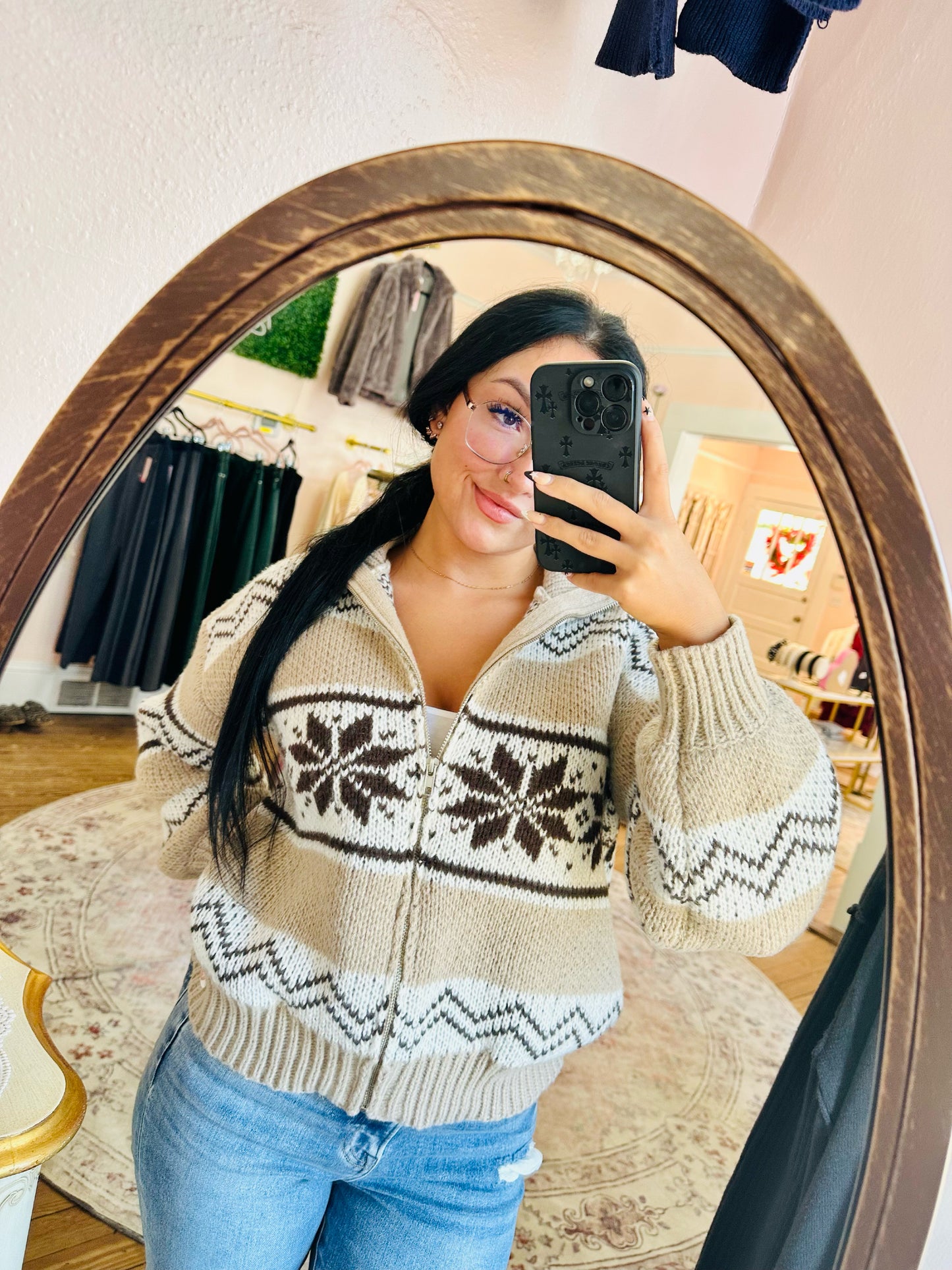 Baby Doll Zip Up Sweater