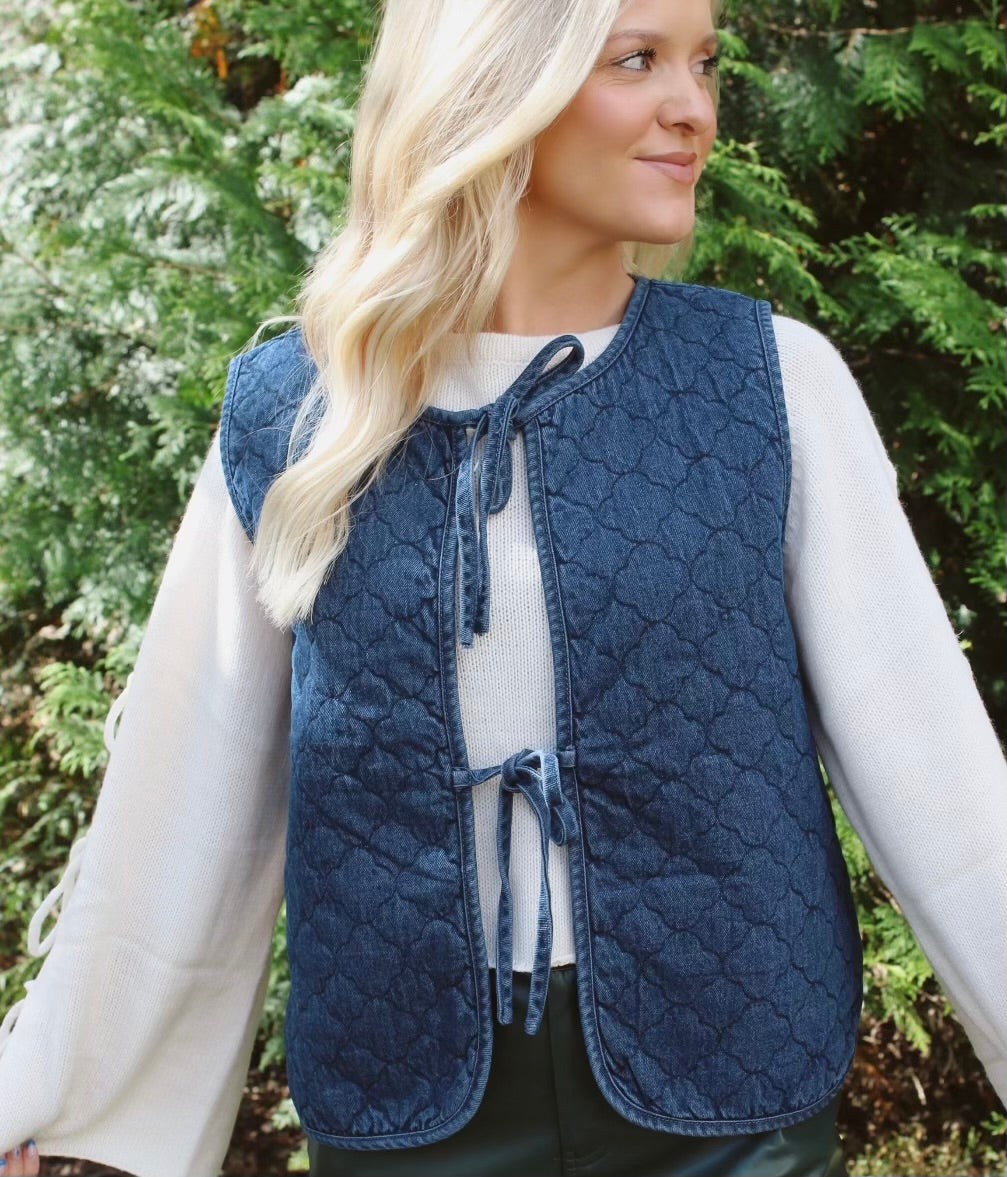 Denim Bow Vest