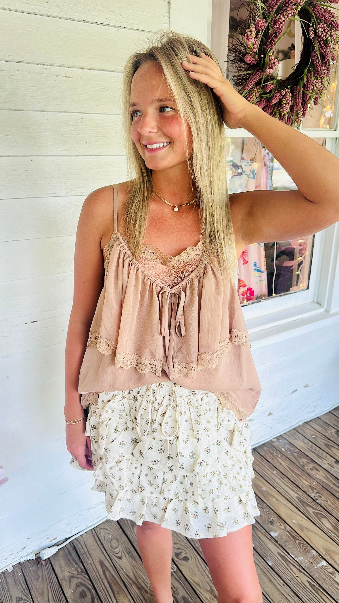 Cascading Floral Ruffle Tiered Skort