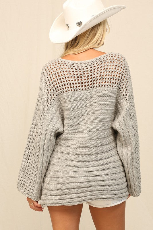 Open Weave Shoulder Sweater