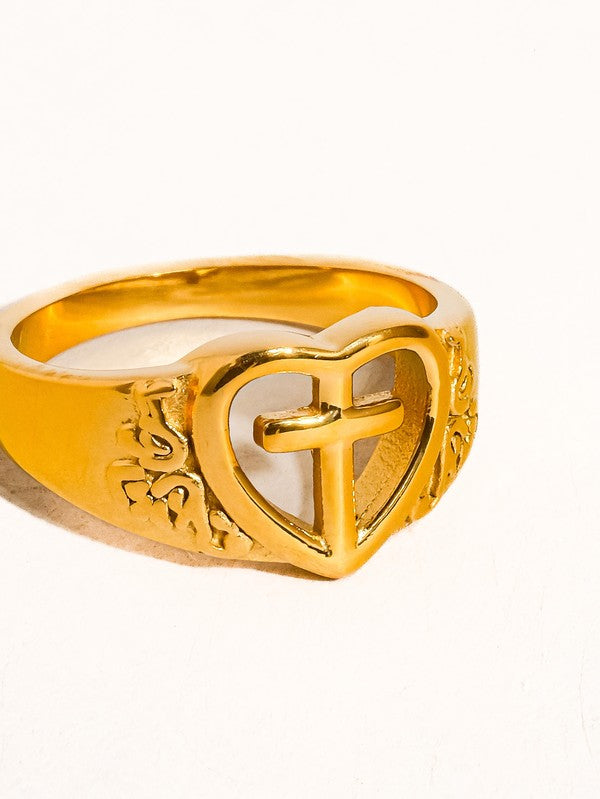 Cross In Heart Ring