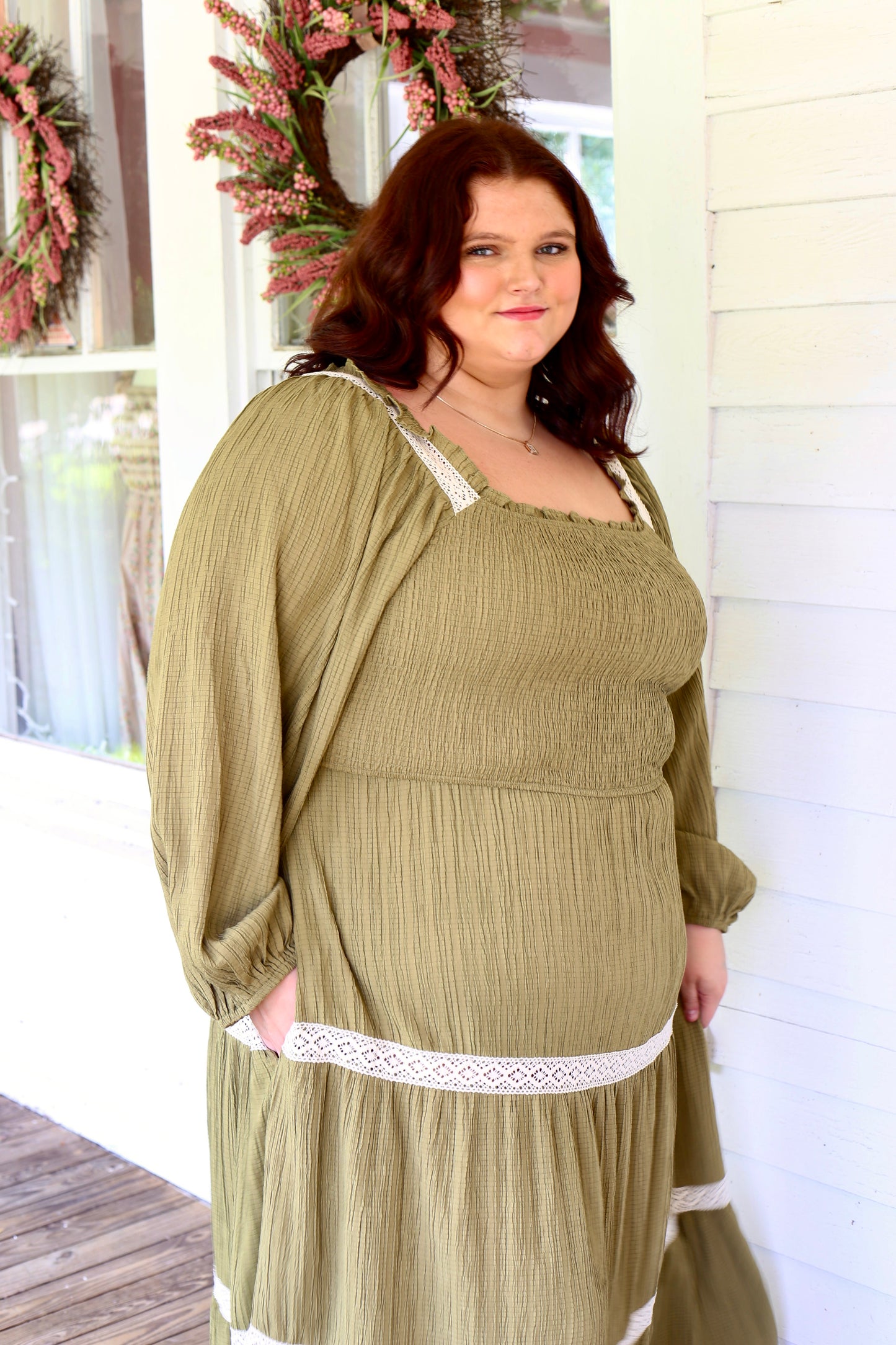 PLUS- Melanie Smocked Dress