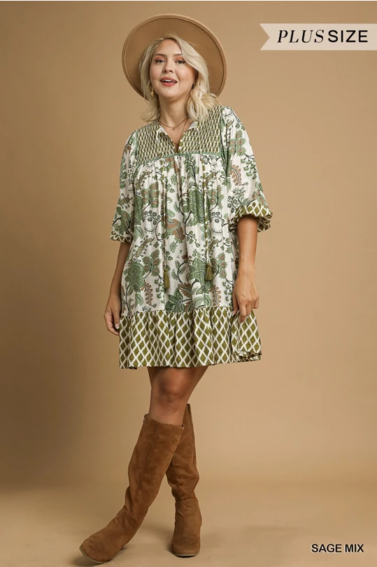 PLUS-Sage Mix Dress