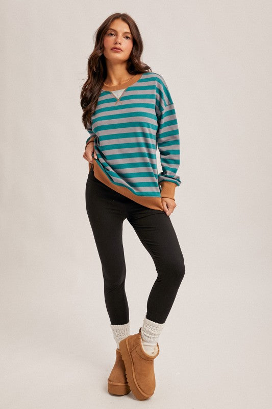 Color Contrast Stripe Sweatshirt